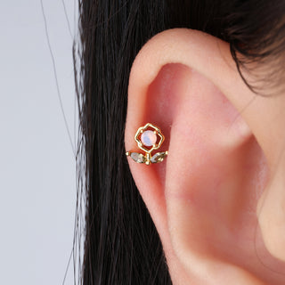 Charm Gemstone Flower Stud - OhmoJewelry