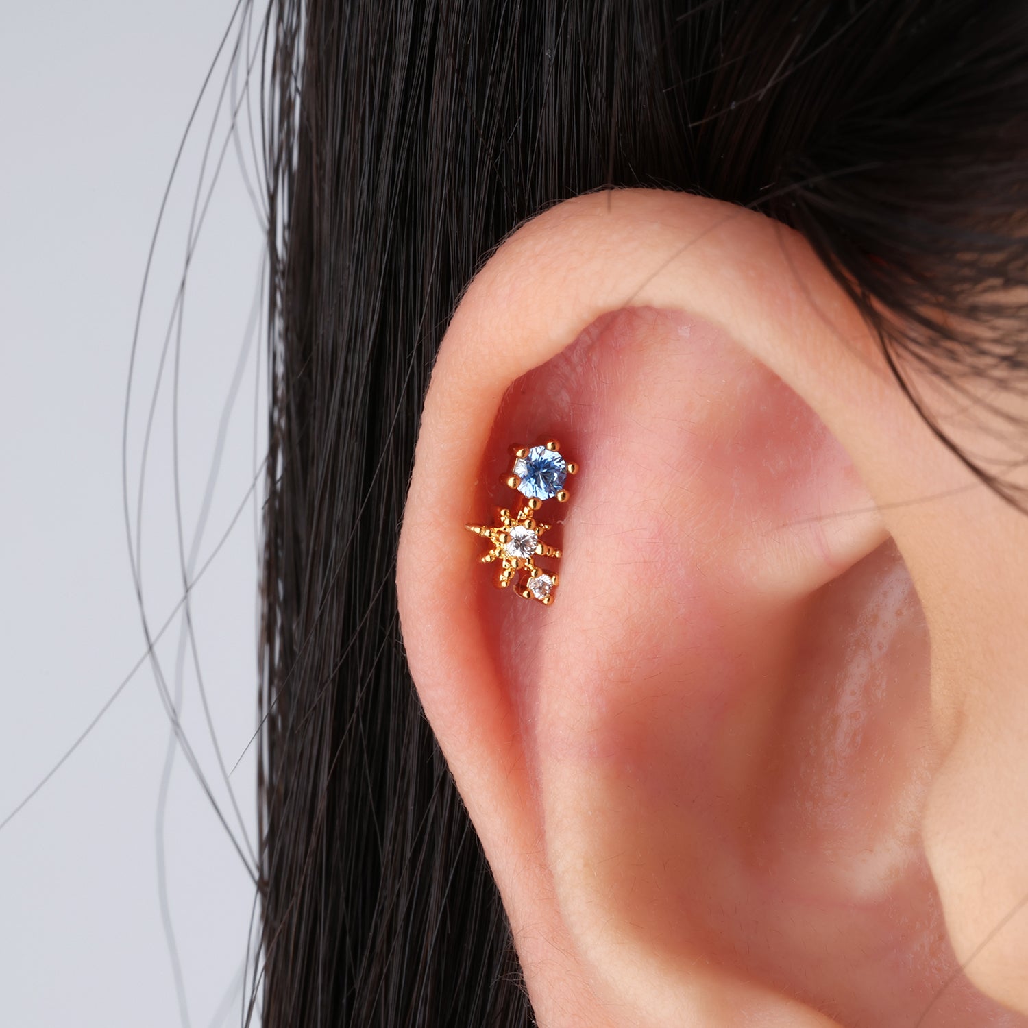 Fantasy Blue Gem Star Stud - OhmoJewelry