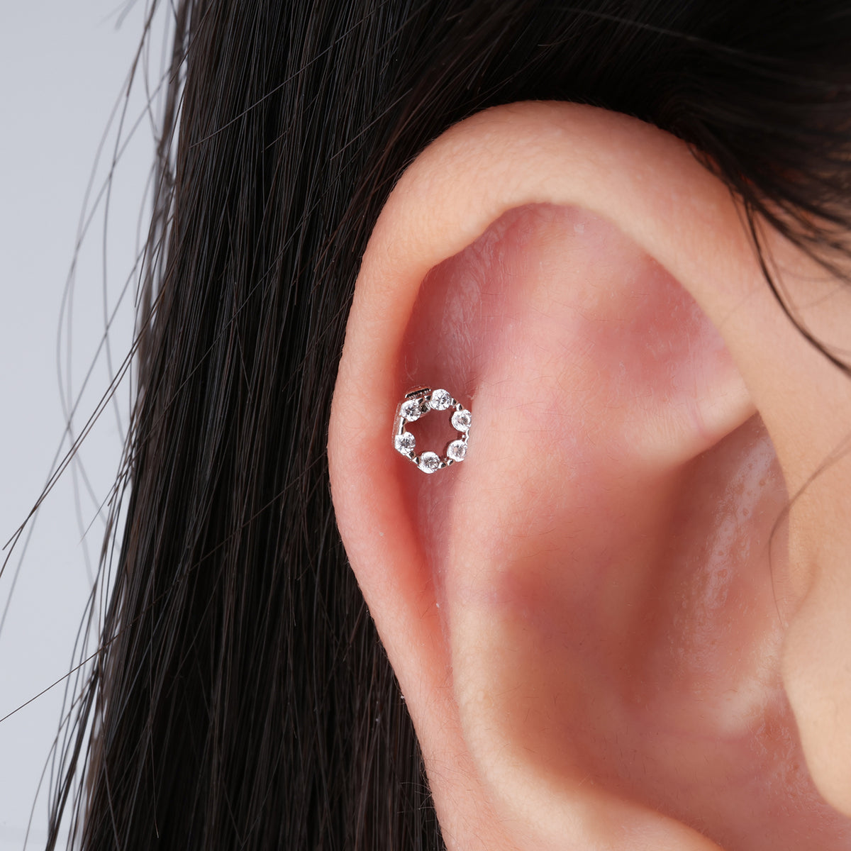 Shiny Donut Stud - Stainless Steel - Upper Lobe, Helix, Flat - Oumo Jewelry