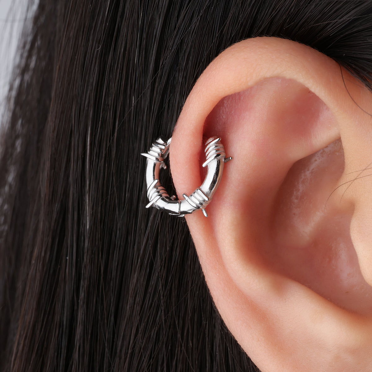 Cool Punk Hoop - Stainless Steel - Lobe - Oumo Jewelry