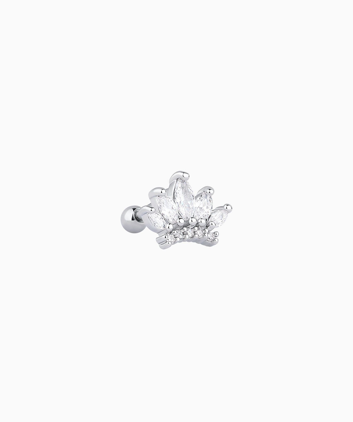 Gorgeous Crown Stud - Stainless Steel - Upper Lobe, Helix, Flat - Oumo Jewelry