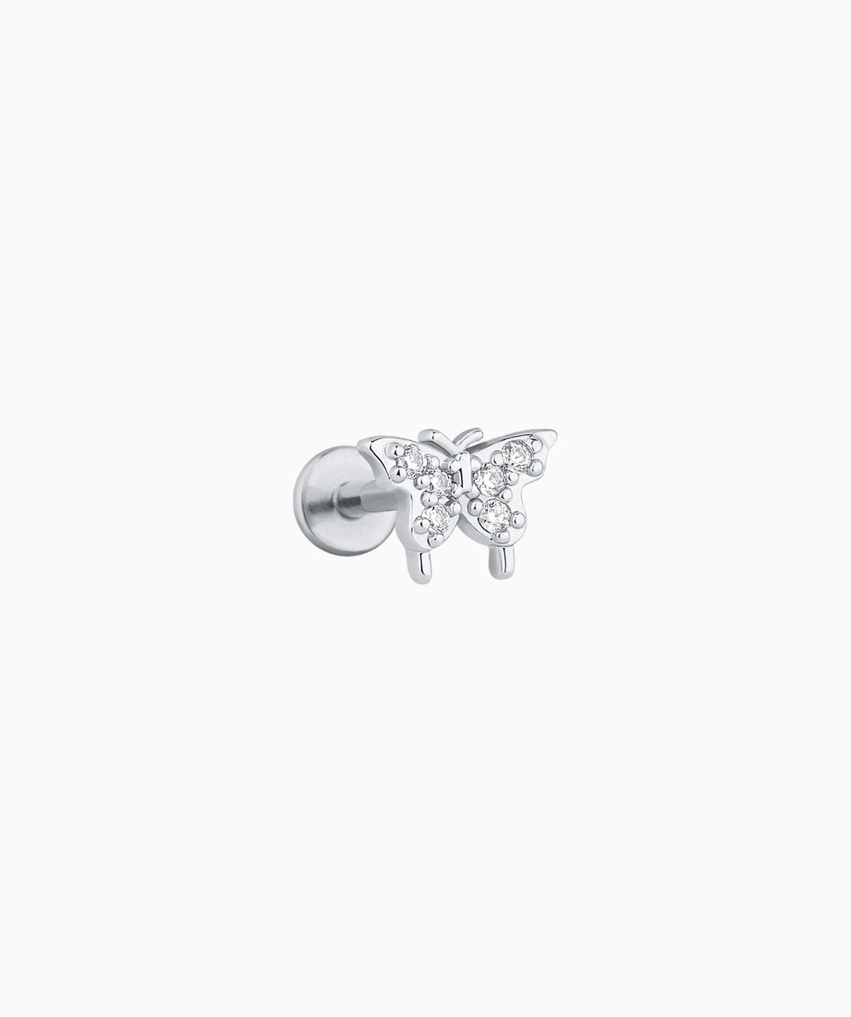 Cheerful Butterfly Flatback Stud - Stainless Steel - Helix, Upper Lobe, Conch - Oumo Jewelry