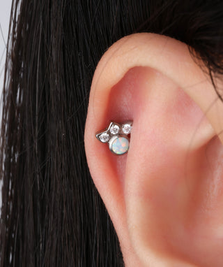 Titanium Opal Paw Print Flatback Stud - OumoJewelry
