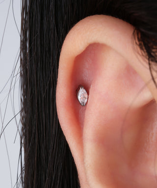 Titanium Marquise Flatback Stud - OumoJewelry