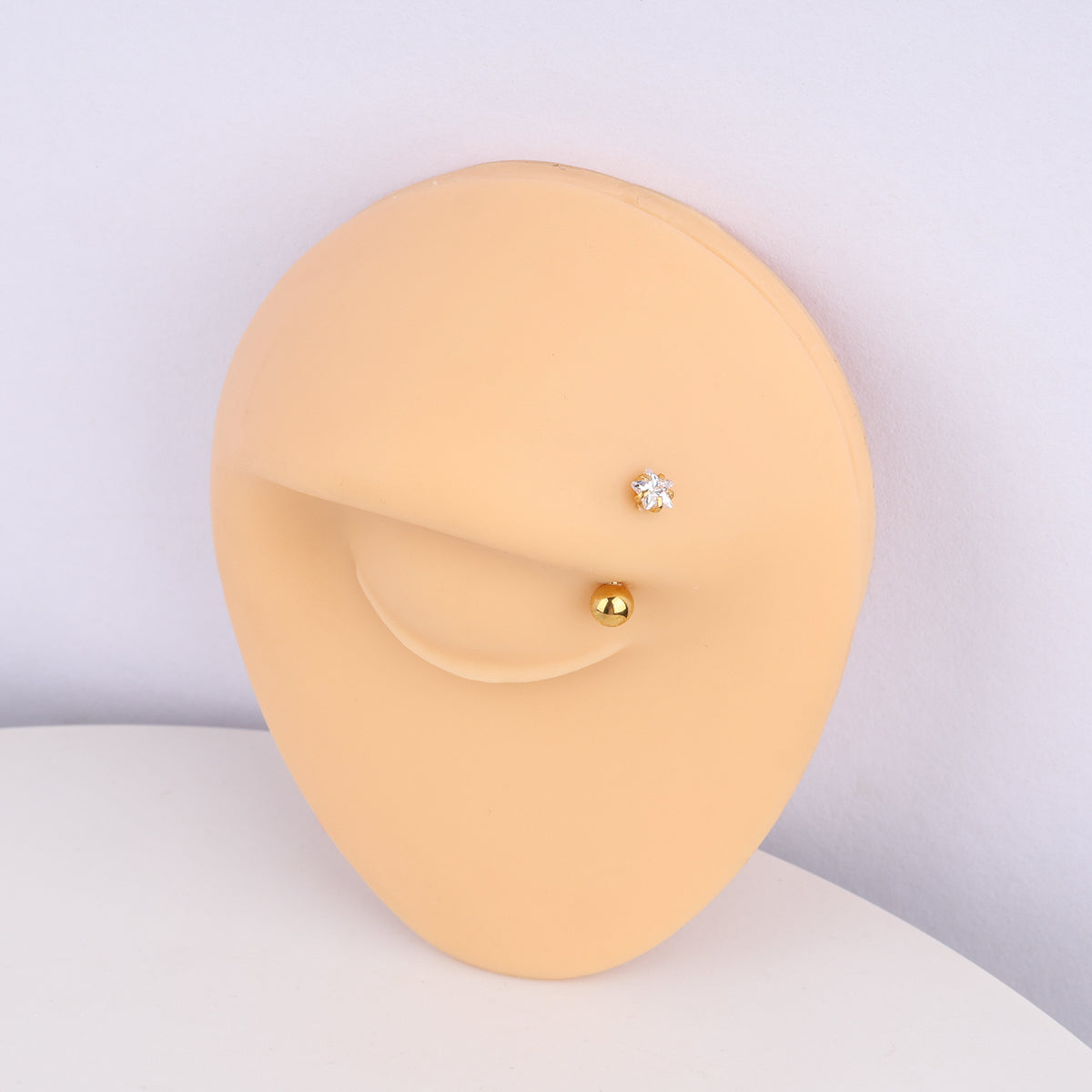Shining Star Curved Barbell - Stainless Steel - Rook, Eyebrow, Vertical Labret - Oumo Jewelry
