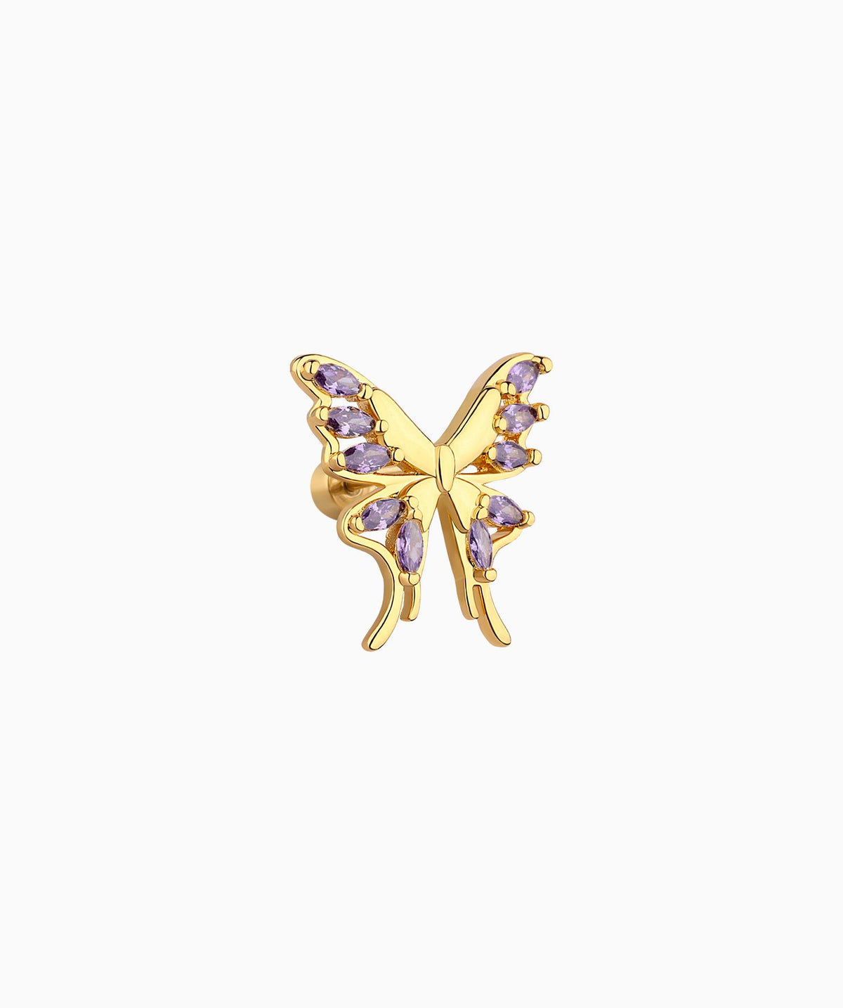 Charm Butterfly Flatback Stud - Stainless Steel - Upper Lobe, Helix - Oumo Jewelry