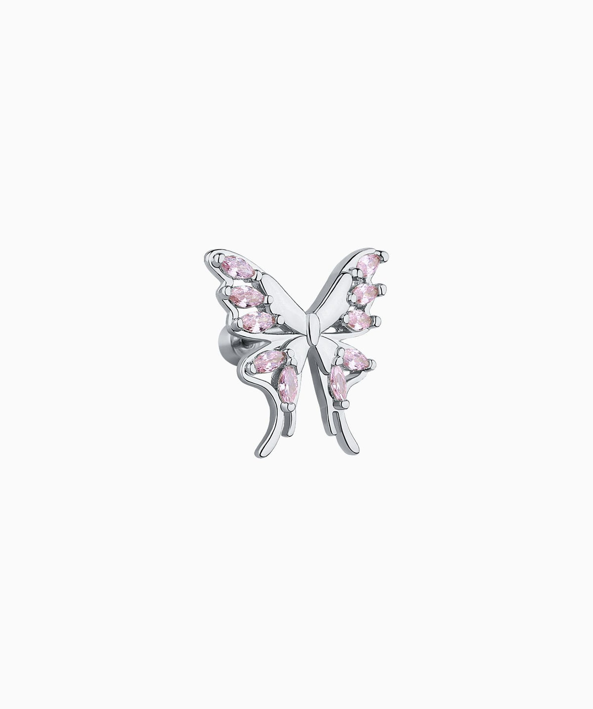 Charm Butterfly Flatback Stud - Stainless Steel - Upper Lobe, Helix - Oumo Jewelry