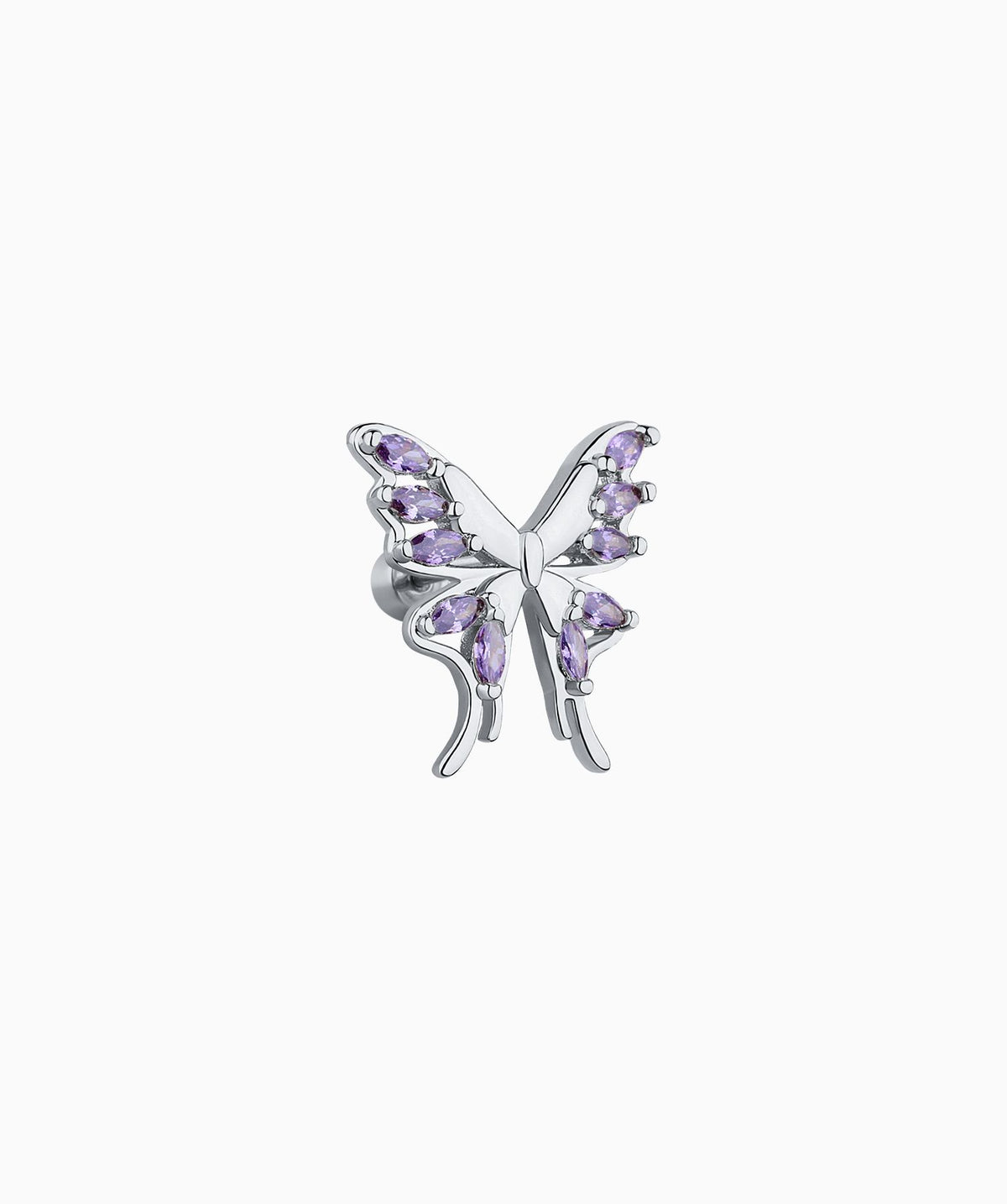 Charm Butterfly Flatback Stud - Stainless Steel - Upper Lobe, Helix - Oumo Jewelry