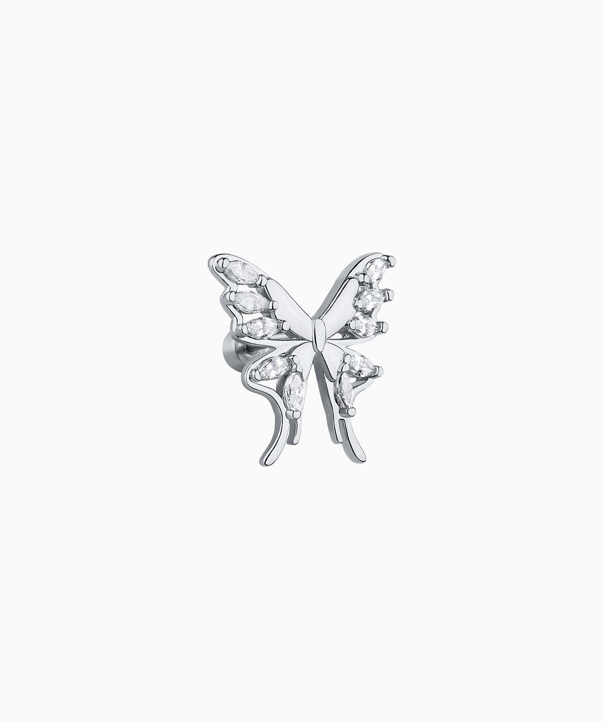 Charm Butterfly Flatback Stud - Stainless Steel - Upper Lobe, Helix - Oumo Jewelry