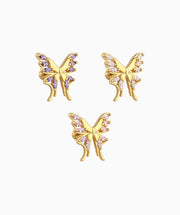 Charm Butterfly Flatback Stud - Stainless Steel - Upper Lobe, Helix - Oumo Jewelry
