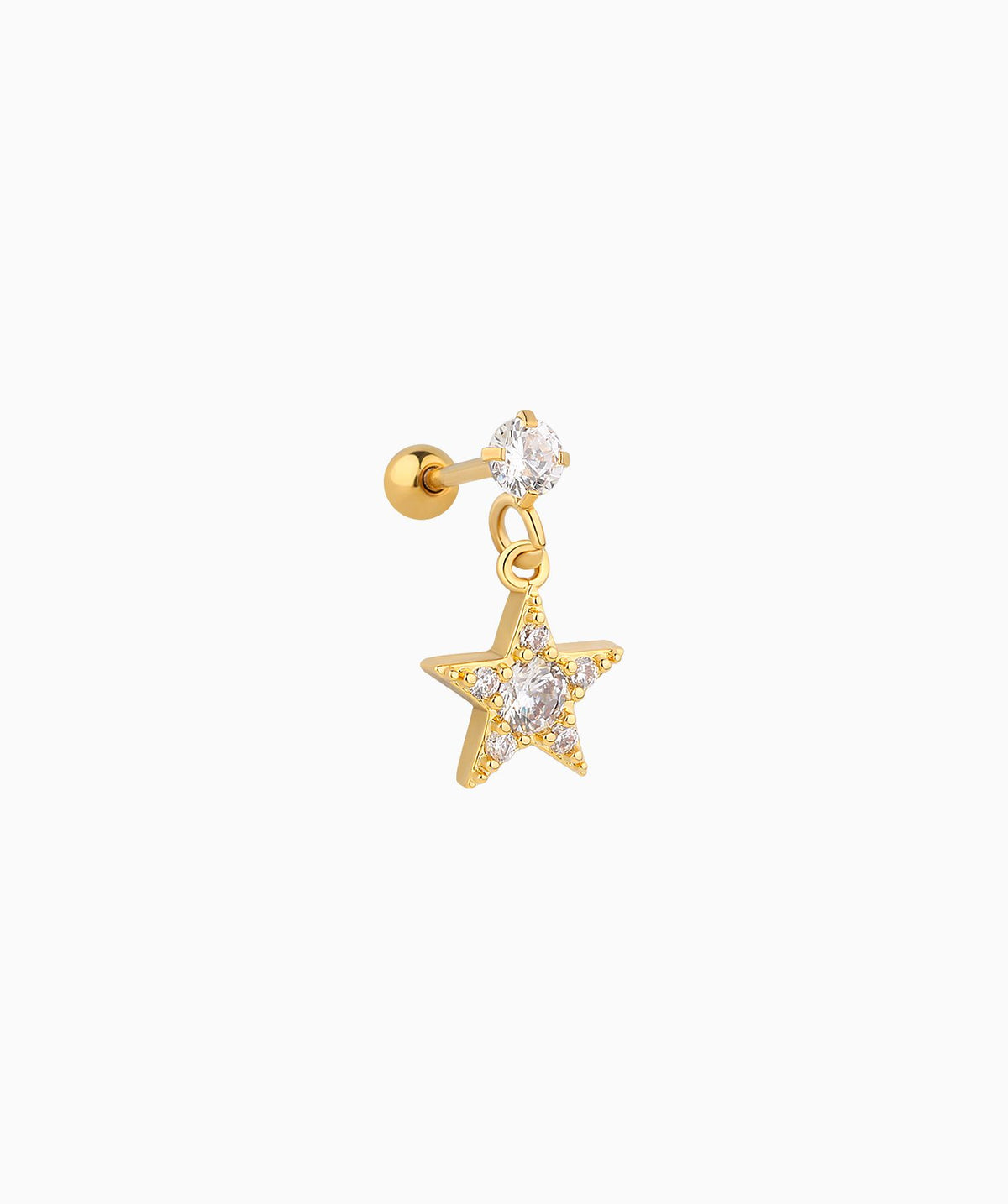 Starry Drop - Stainless Steel - Upper Lobe, Helix, Flat - Oumo Jewelry