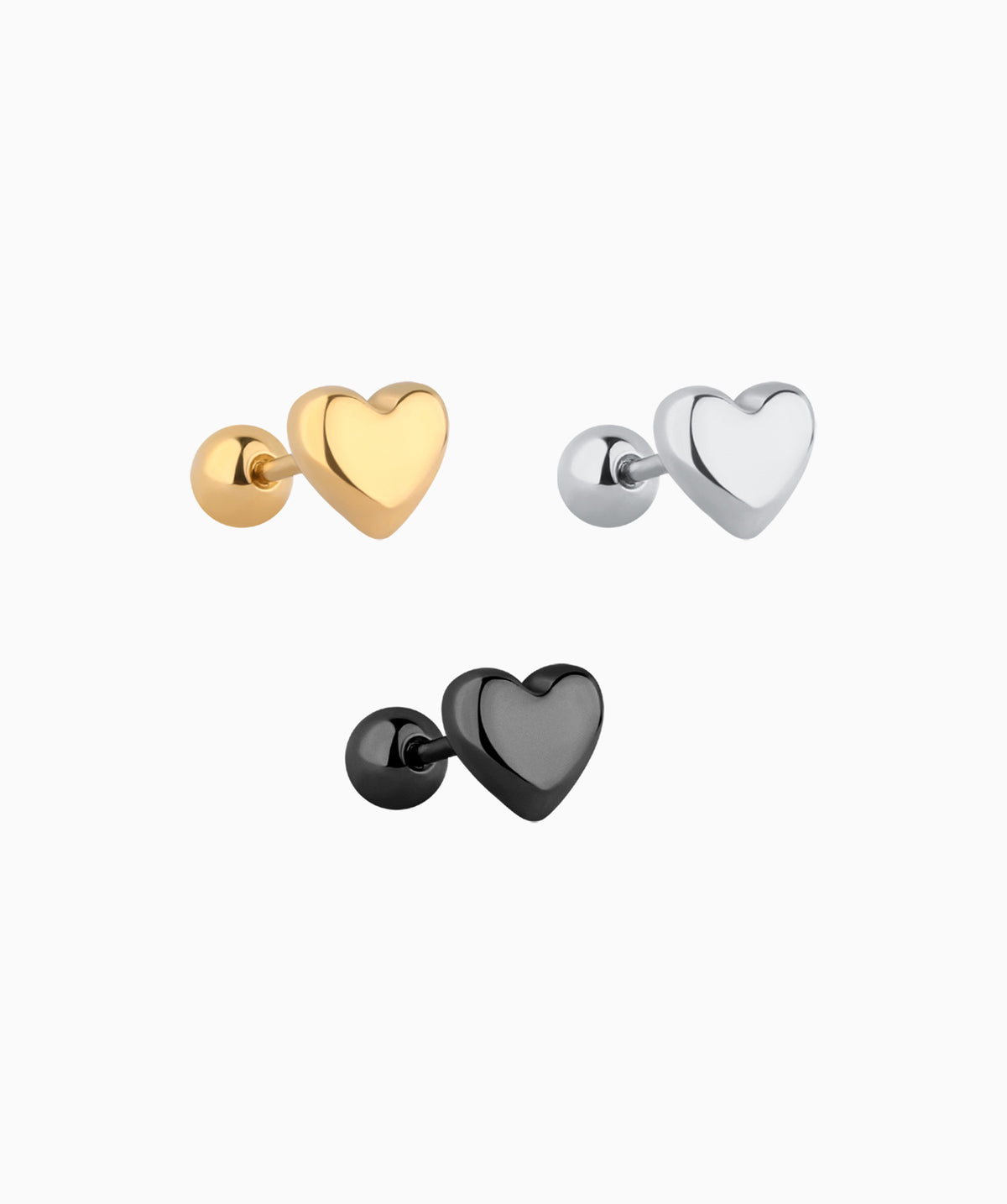 Puffed Love Stud - Stainless Steel - Upper Lobe, Helix, Flat - Oumo Jewelry