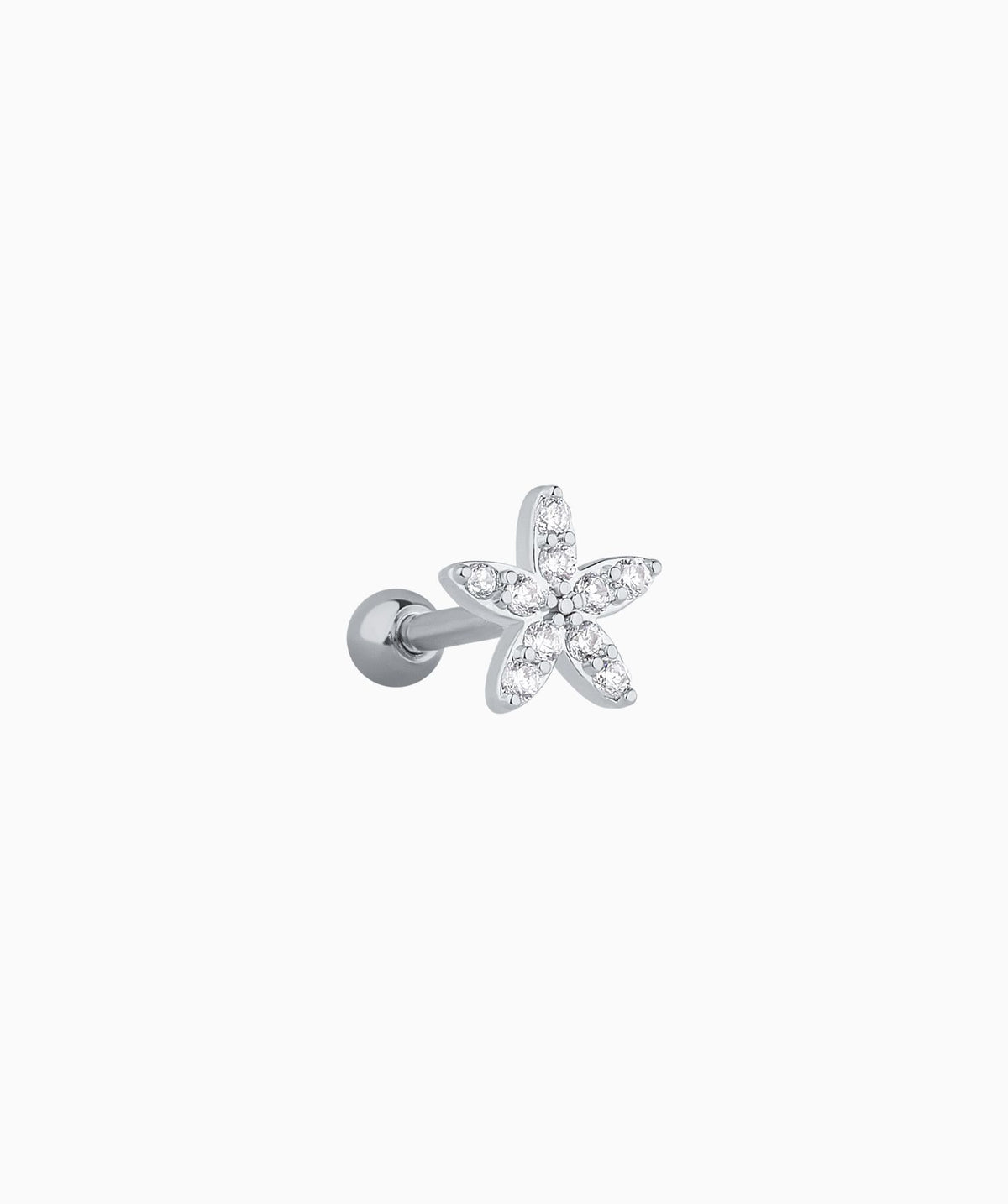 Gem Flower Stud - Stainless Steel - Upper Lobe, Helix - Oumo Jewelry