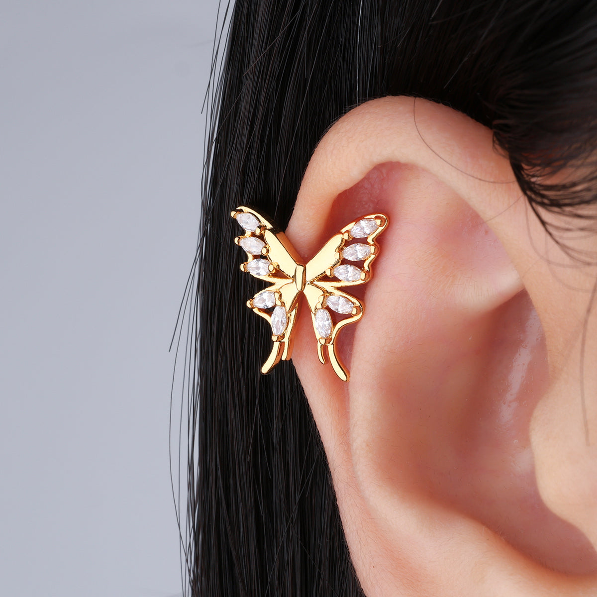 Charm Butterfly Flatback Stud - Stainless Steel - Upper Lobe, Helix - Oumo Jewelry