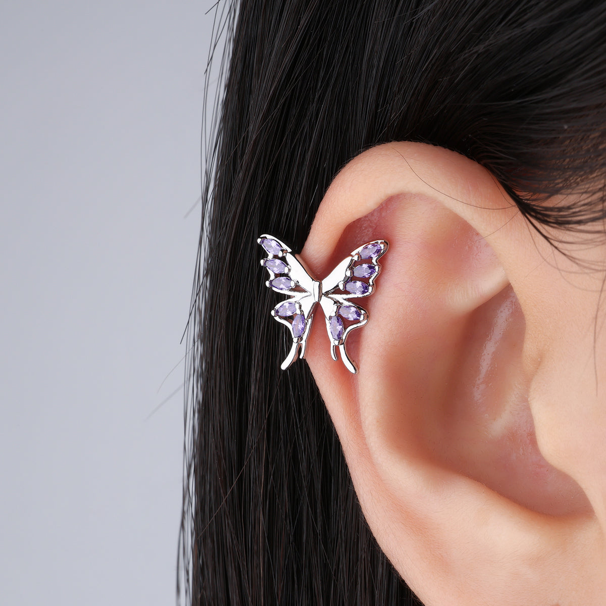Charm Butterfly Flatback Stud - Stainless Steel - Upper Lobe, Helix - Oumo Jewelry