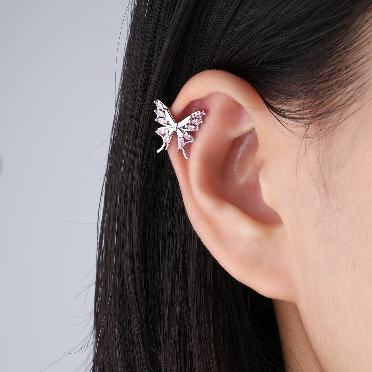 Charm Butterfly Flatback Stud - Stainless Steel - Upper Lobe, Helix - Oumo Jewelry