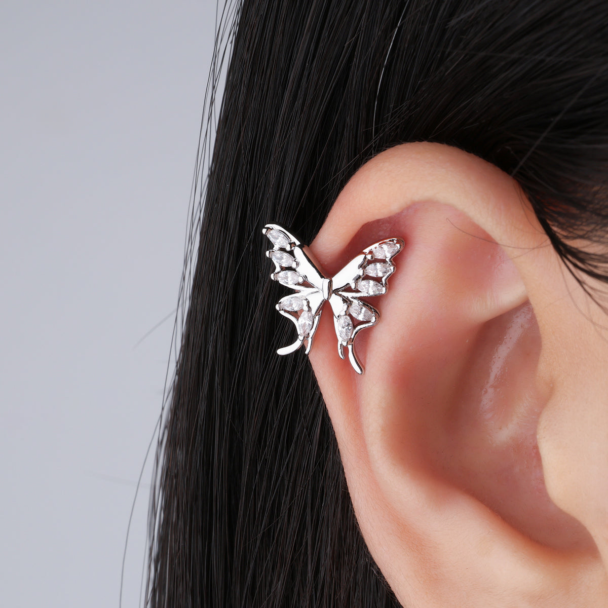 Charm Butterfly Flatback Stud - Stainless Steel - Upper Lobe, Helix - Oumo Jewelry