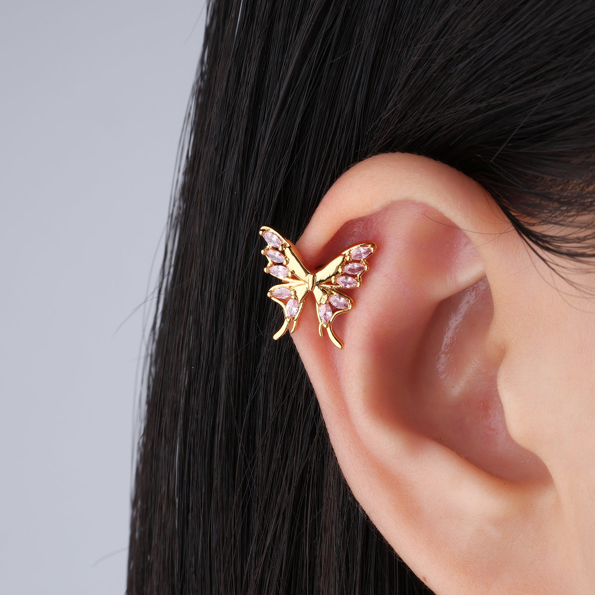 Charm Butterfly Flatback Stud - Stainless Steel - Upper Lobe, Helix - Oumo Jewelry