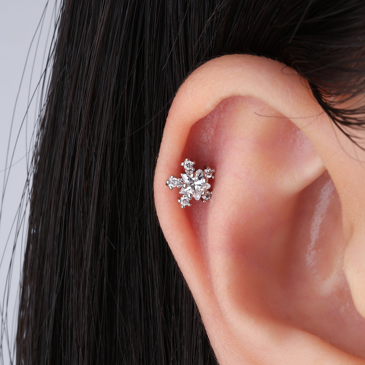 Star Flower Stud - Stainless Steel - Upper Lobe, Helix - Oumo Jewelry