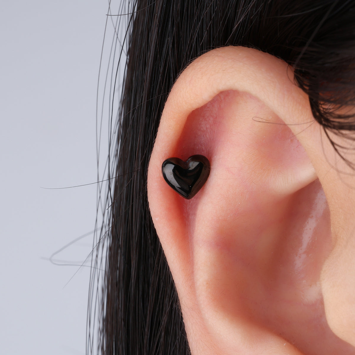 Puffed Love Stud - Stainless Steel - Upper Lobe, Helix, Flat - Oumo Jewelry