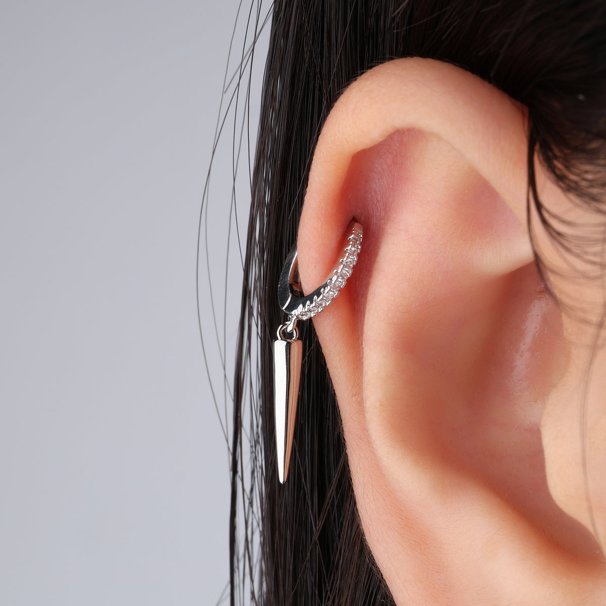 Charm Spike Hoop - Stainless Steel - Lobe, Upper Lobe - Oumo Jewelry
