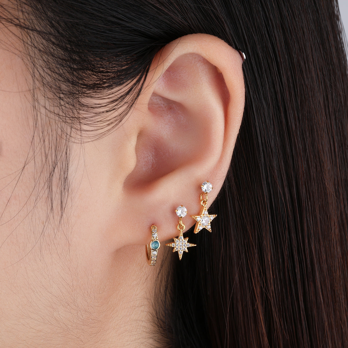 Starry Drop - Stainless Steel - Upper Lobe, Helix, Flat - Oumo Jewelry