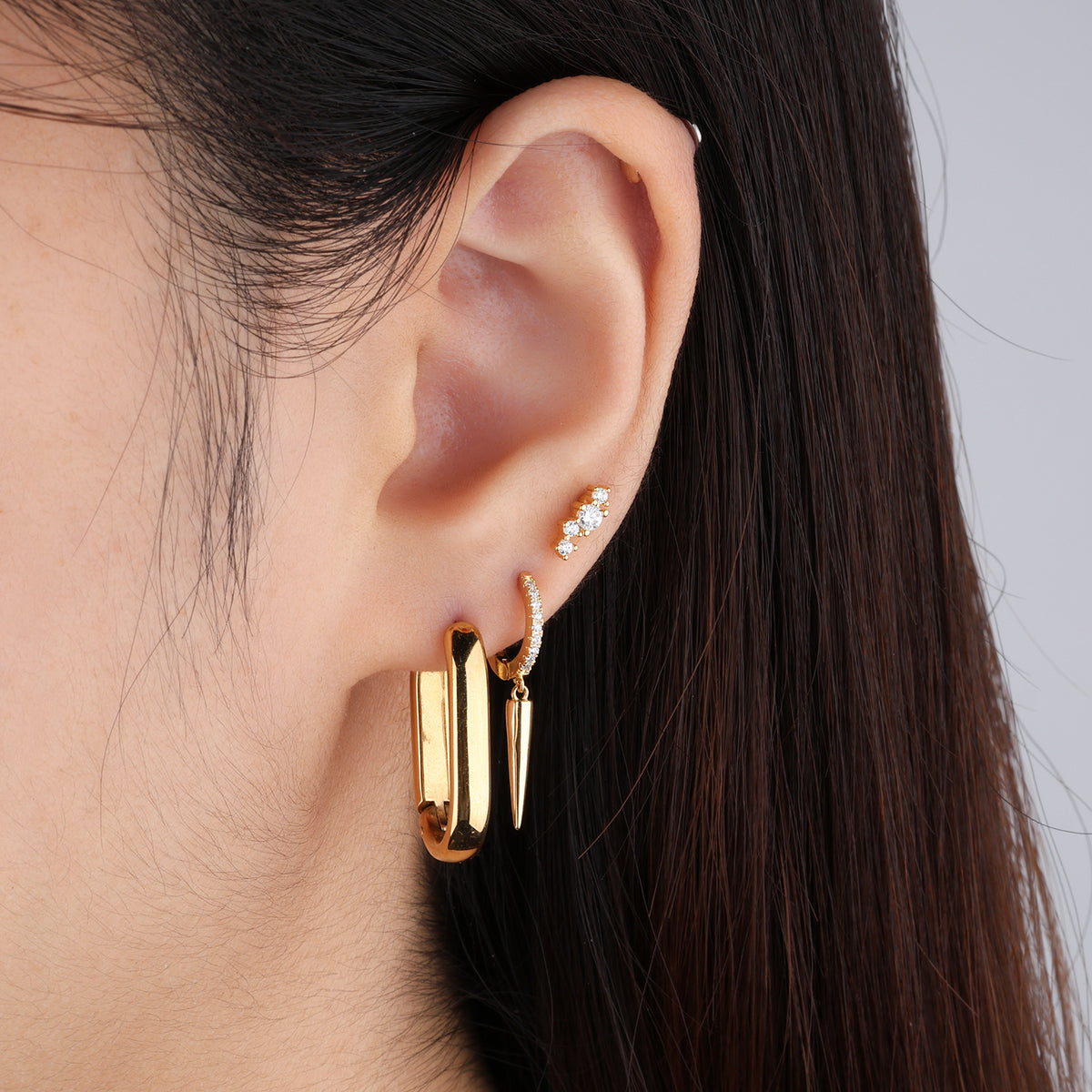 Charm Spike Hoop - Stainless Steel - Lobe, Upper Lobe - Oumo Jewelry