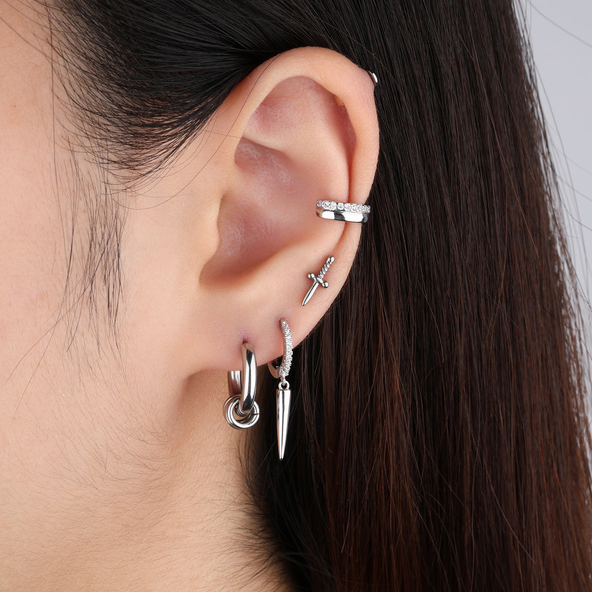 Charm Spike Hoop - Stainless Steel - Lobe, Upper Lobe - Oumo Jewelry