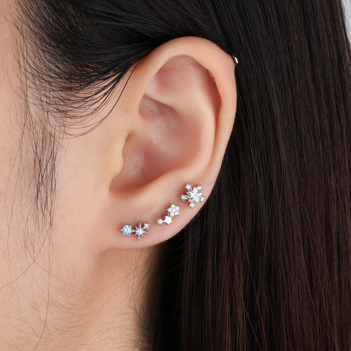 Star Flower Stud - Stainless Steel - Upper Lobe, Helix - Oumo Jewelry