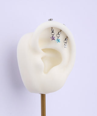 Titanium Star Vertical Helix Flatback Stud - OumoJewelry