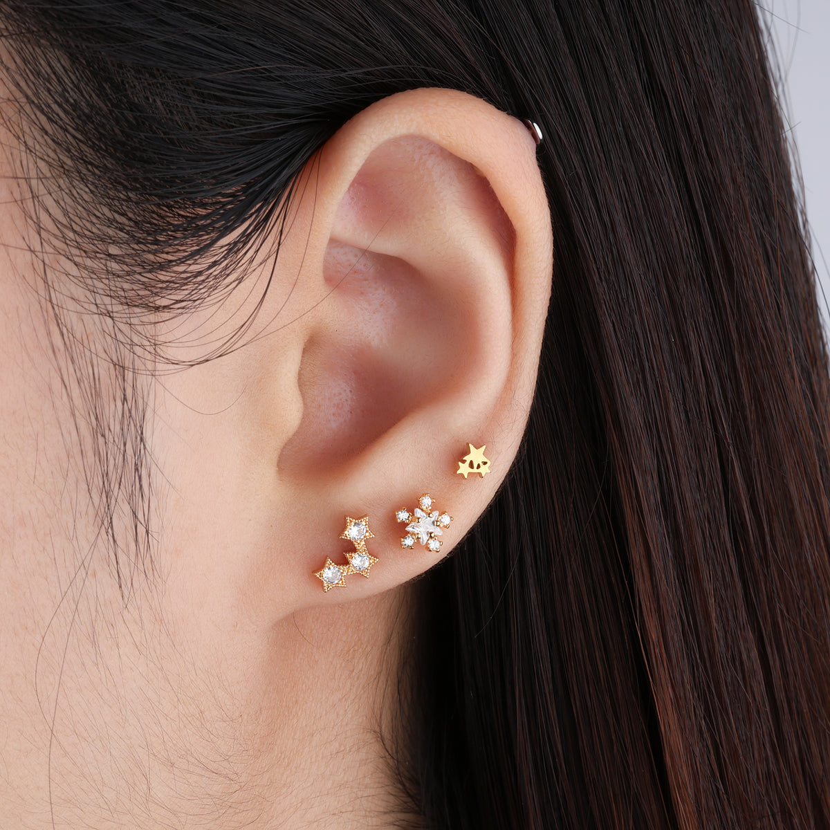 Star Flower Stud - Stainless Steel - Upper Lobe, Helix - Oumo Jewelry
