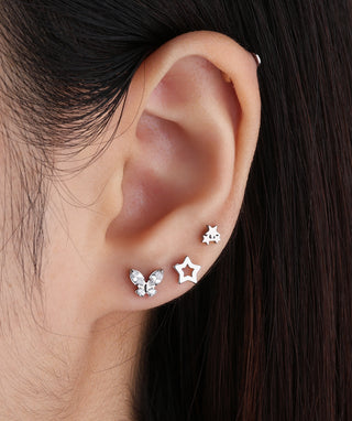 Titanium Shiny Butterfly Flatback Stud - OumoJewelry