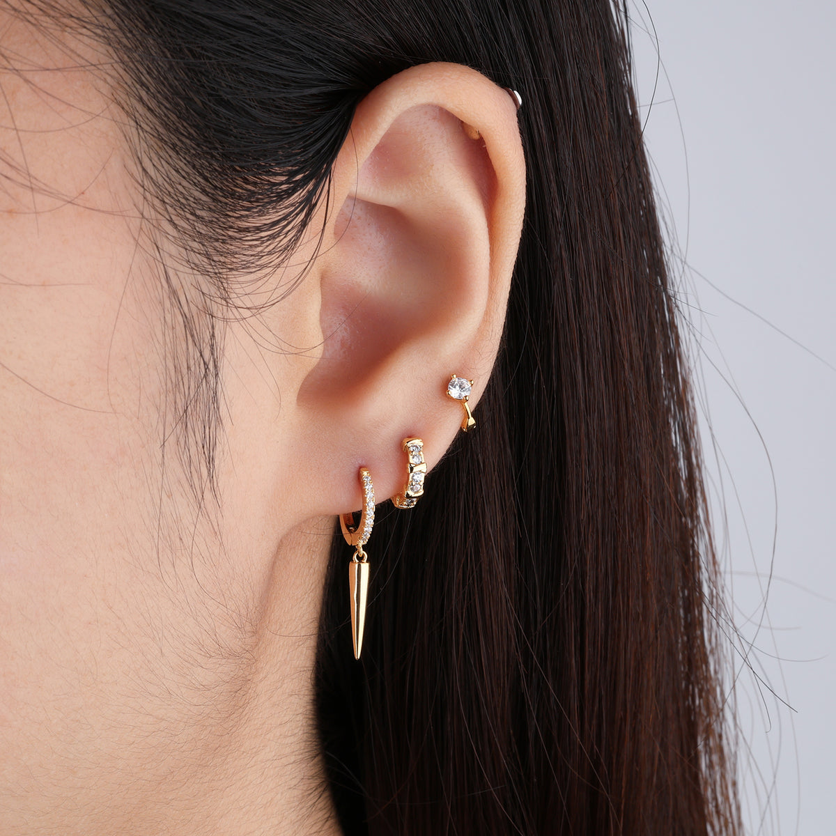 Charm Spike Hoop - Stainless Steel - Lobe, Upper Lobe - Oumo Jewelry