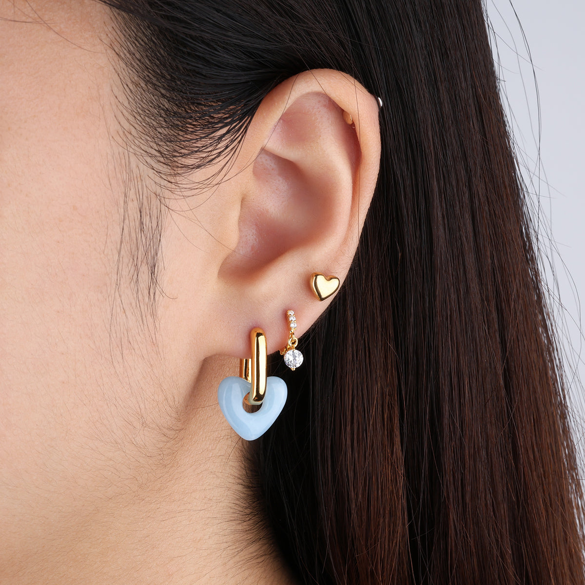 Puffed Love Stud - Stainless Steel - Upper Lobe, Helix, Flat - Oumo Jewelry