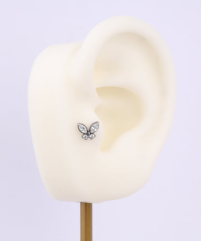 Shiny Titanium Butterfly Stud