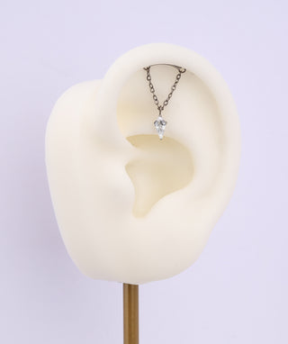 Gemstone Titanium Chain Flatback Stud - OumoJewelry