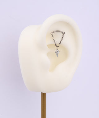 Gemstone Titanium Chain Flatback Stud - OumoJewelry