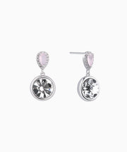 Pink Gemstone Drop Earrings - Brass - Oumo Jewelry