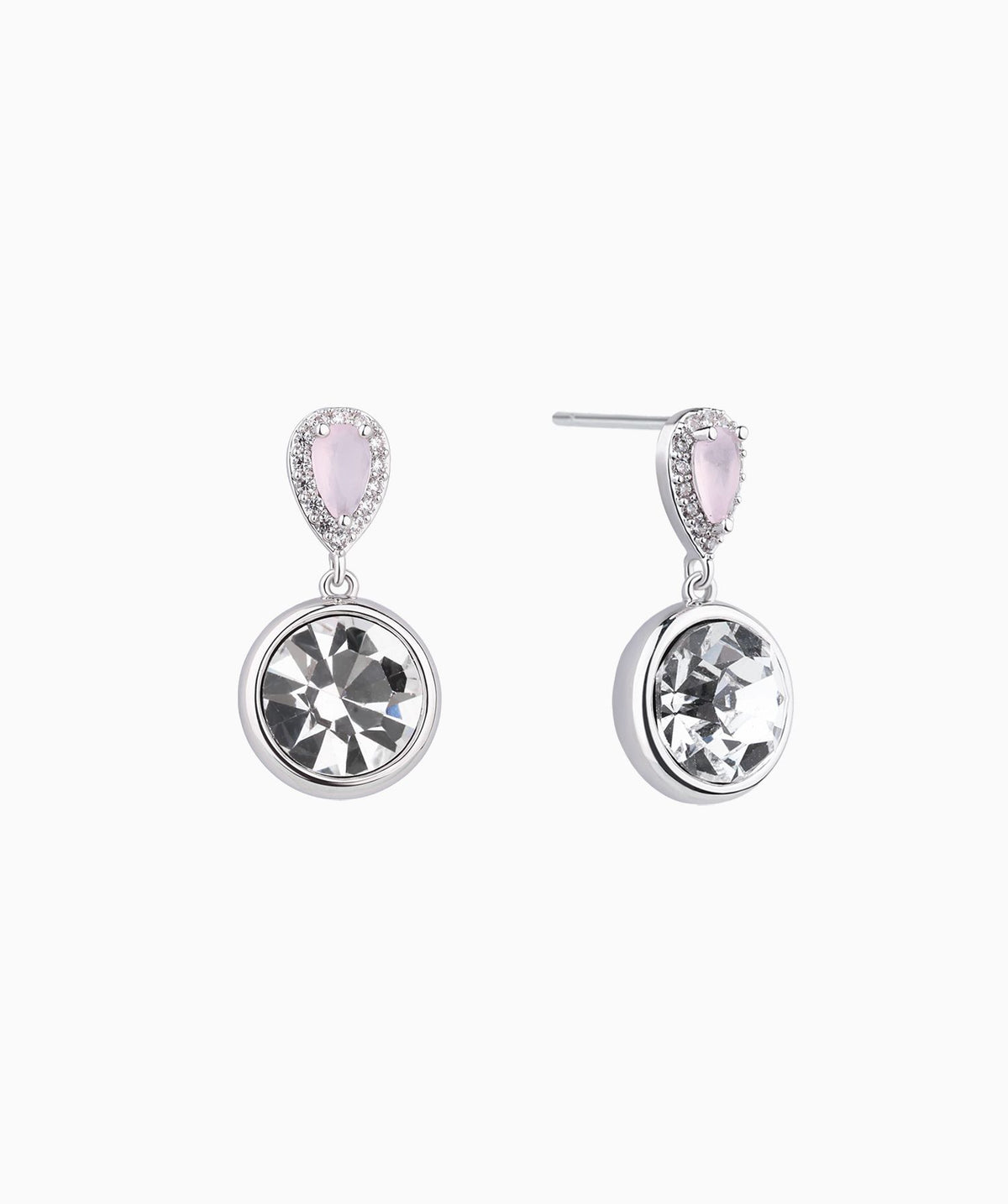 Pink Gemstone Drop Earrings - Brass - Oumo Jewelry
