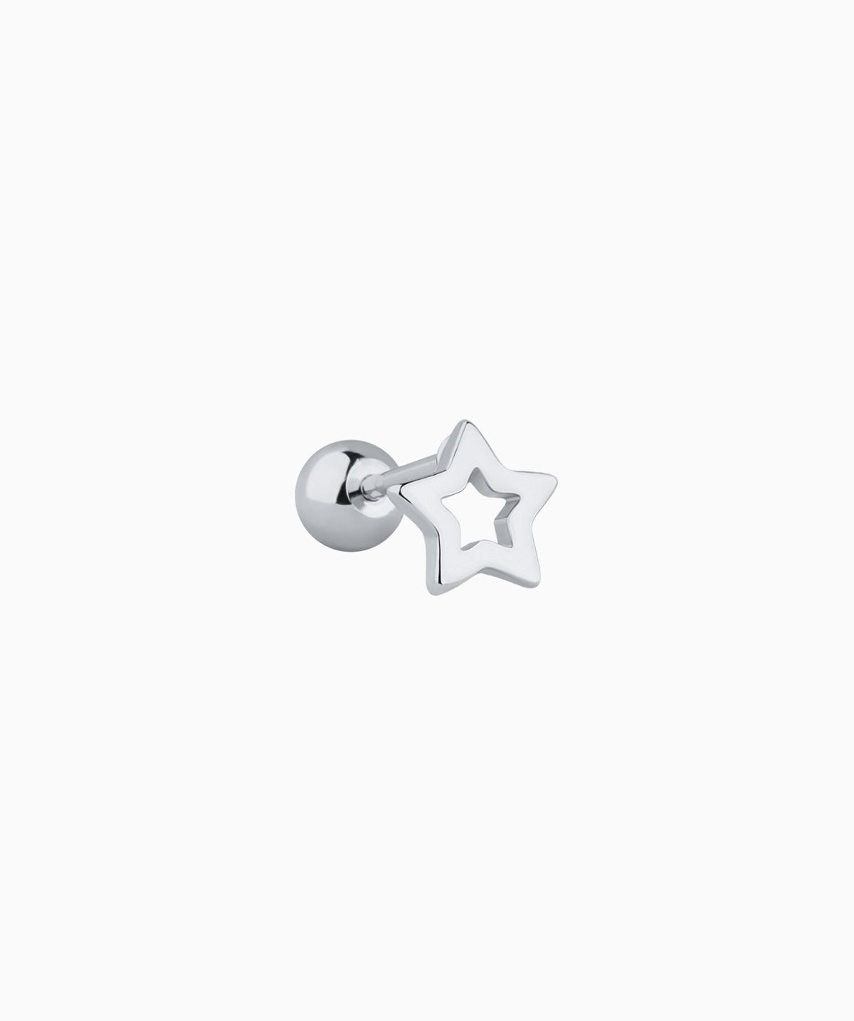 Simple Hollow Star Stud - Stainless Steel - Upper Lobe, Helix, Flat - Oumo Jewelry