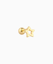Simple Hollow Star Stud - Stainless Steel - Upper Lobe, Helix, Flat - Oumo Jewelry