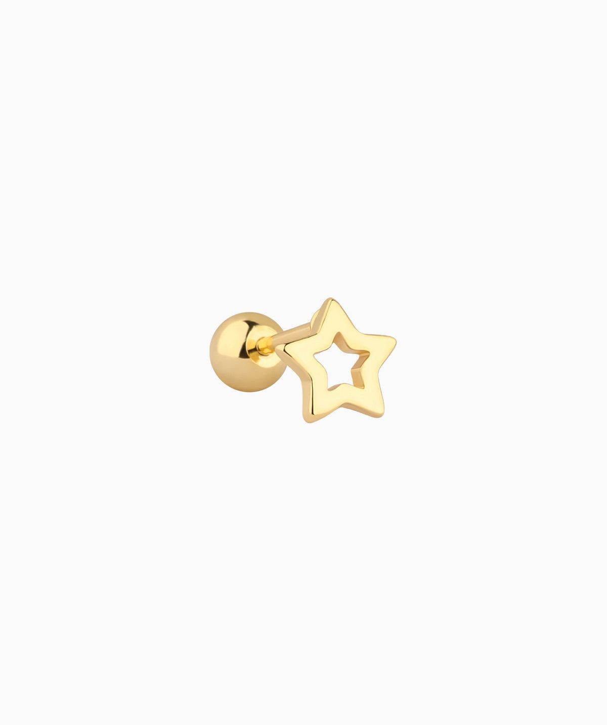Simple Hollow Star Stud - Stainless Steel - Upper Lobe, Helix, Flat - Oumo Jewelry