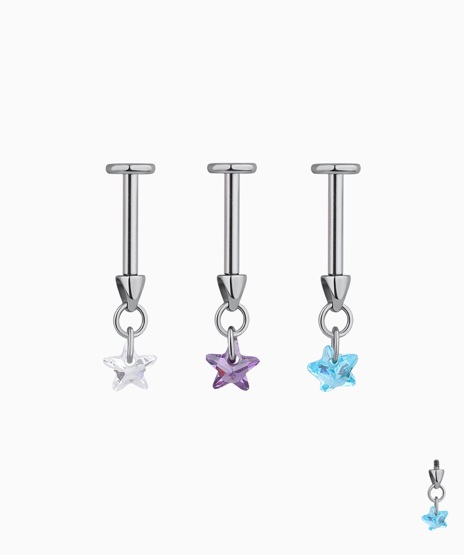 Titanium Star Vertical Helix Stud