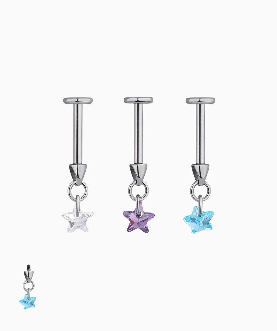 Titanium Star Vertical Helix Flatback Stud