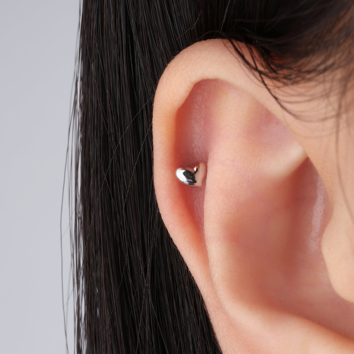 Playful Love Stud - Stainless Steel - Upper Lobe, Helix, Flat - Oumo Jewelry