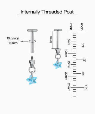 Titanium Star Vertical Helix Flatback Stud - OumoJewelry