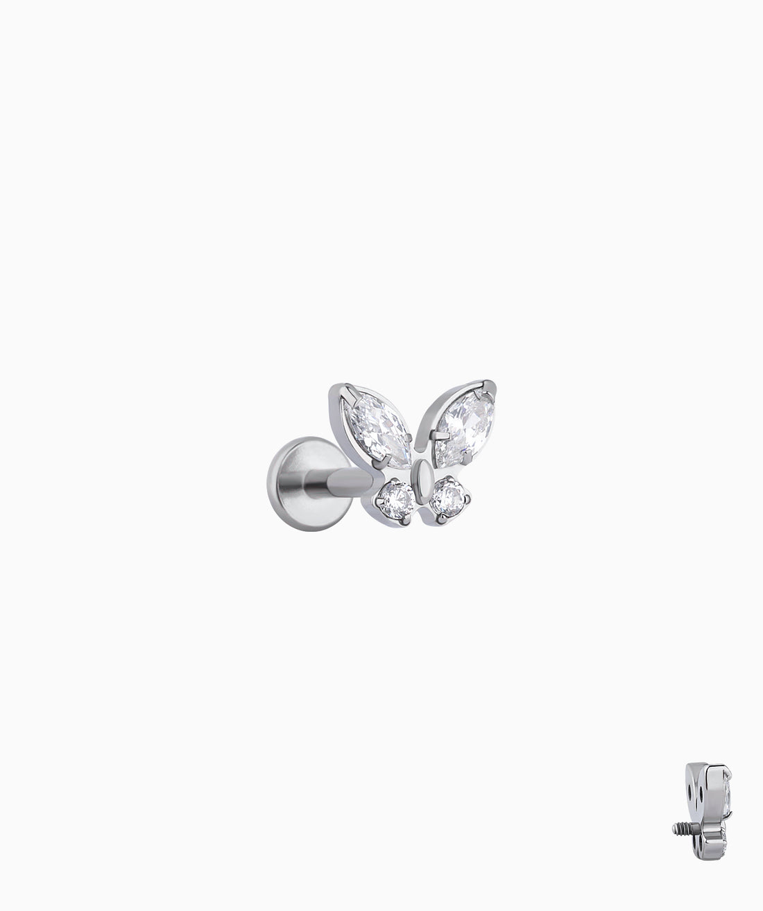 Shiny Titanium Butterfly Stud