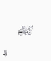 Titanium Shiny Butterfly Flatback Stud - Titanium - Helix, Upper Lobe, Conch - Oumo Jewelry