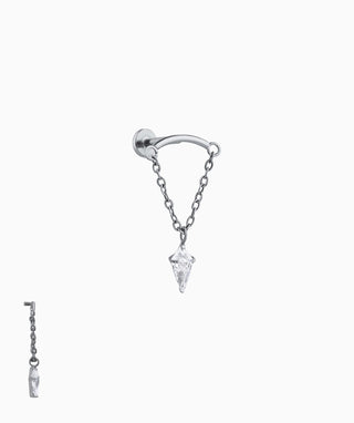 Gemstone Titanium Chain Flatback Stud - OumoJewelry