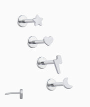Titanium Galaxy Flatback Stud - Titanium - Helix, Forward Helix, Upper Lobe - Oumo Jewelry